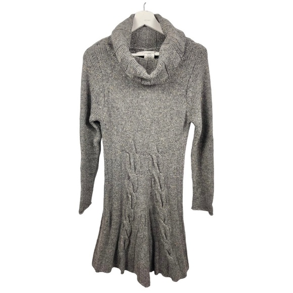 MAX Studio Grey Marled Wool Cowl Neck Fit and Flared Sweater Dress Size M - Picture 2 of 6
